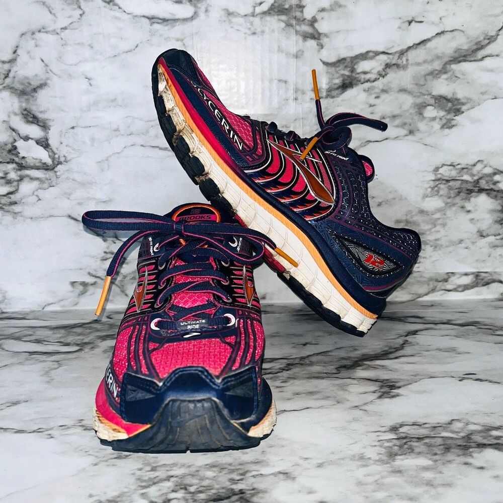Brooks Glycerin 12 Women Size 6 Pink Navy Orange Running Shoes 1201601B646